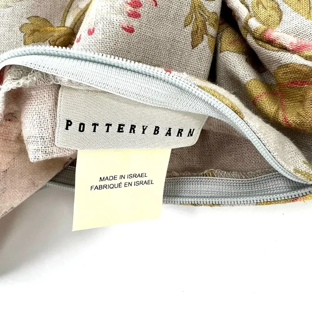 Pottery Barn linen floral birds duvet  cover Euro sham and decorative pillow